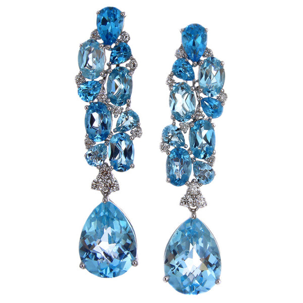 6F065453AWERDSBT 18KT Sky Blue Topaz  Swiss Blue Topaz Earring