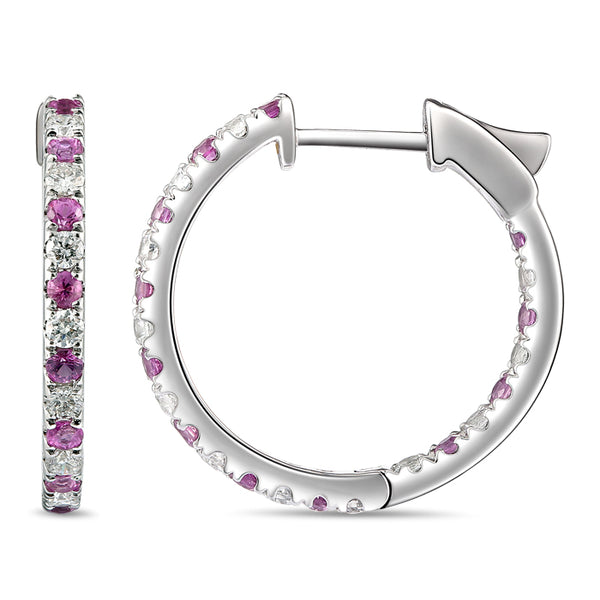 6F067982AWERWSPS 18KT White Sapphire Pink Sapphire Earring