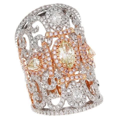 6F606330AQLRPGD 18KT Pink Diamond Green Diamond Ring