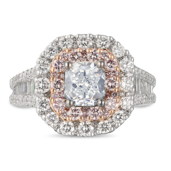 6F606755AQLRBPD 18KT Pink Diamond Blue Diamond Ring