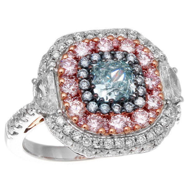6F607071AQLRGBPD 18KT Pink Diamond Blue Diamond Ring