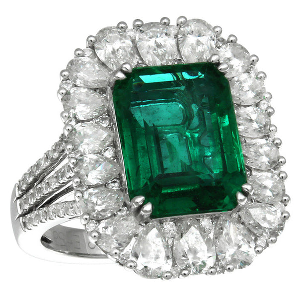 6F608407AWLRDE 18KT Yellow Diamond Emerald Ring