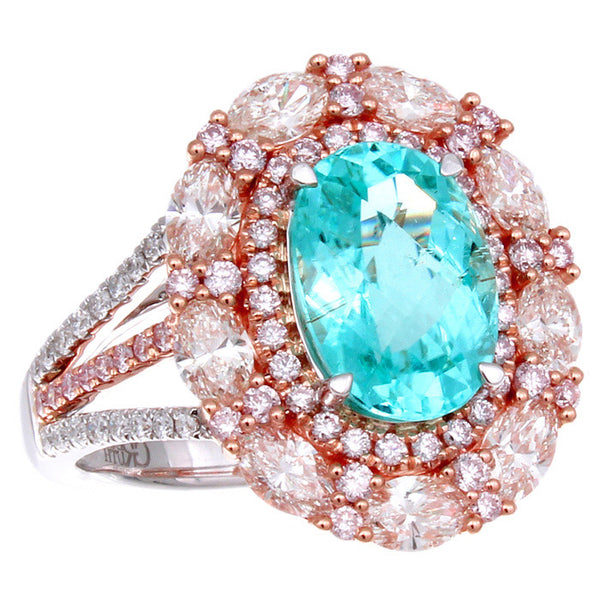 6F608722AQLRPDPA 18KT Pink Diamond Paraiba Ring