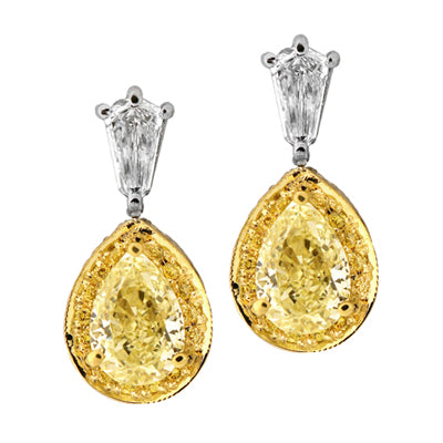 9F0028PUER1.23YD PT Yellow Diamond Earring